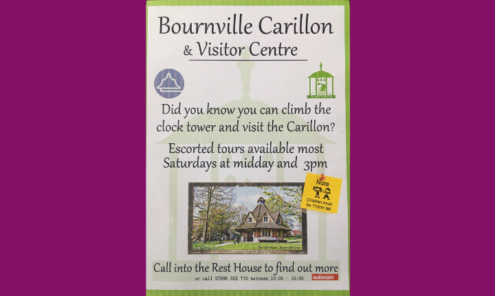 Poster from 2020 advertising Bournville's carillon