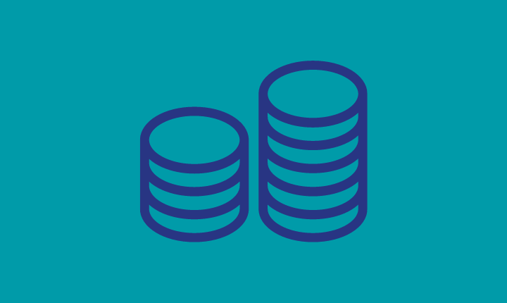 Simple icon depicting two stacks of coins