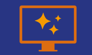 Simple icon of PC monitor with stars