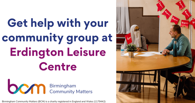 Get help with your community group at Erdington Leisure Centre