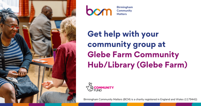 Get help with your community group at Glebe Farm Community Hub/Library