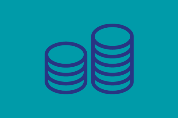 Simple icon depicting two stacks of coins