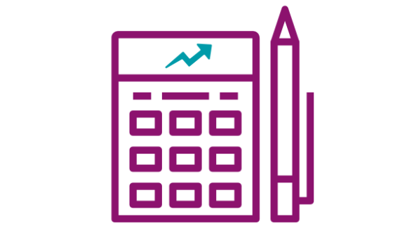 Calculator and pen with upward arrow to indicate rising costs